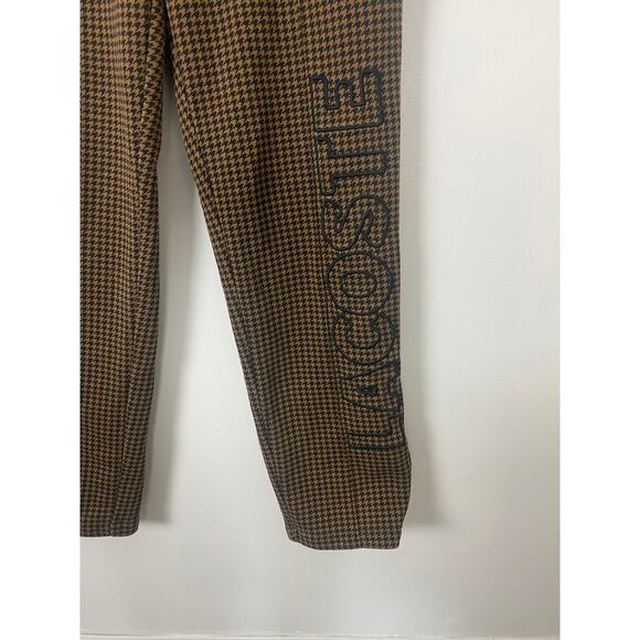 Unisex Lacoste L!VE houndstooth plaid fleece drawstring baggy sweatpants L - Picture 3 of 7